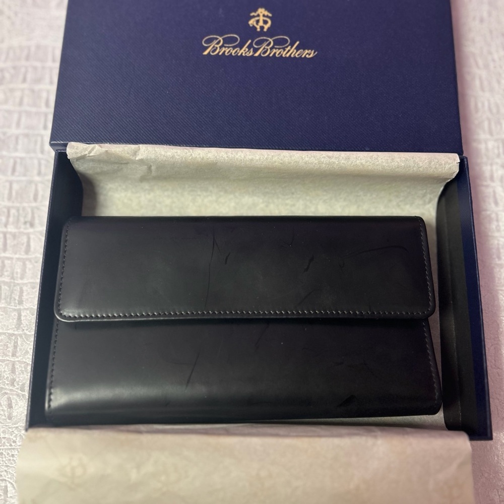 Brooks Brothers Black Leather Clutch